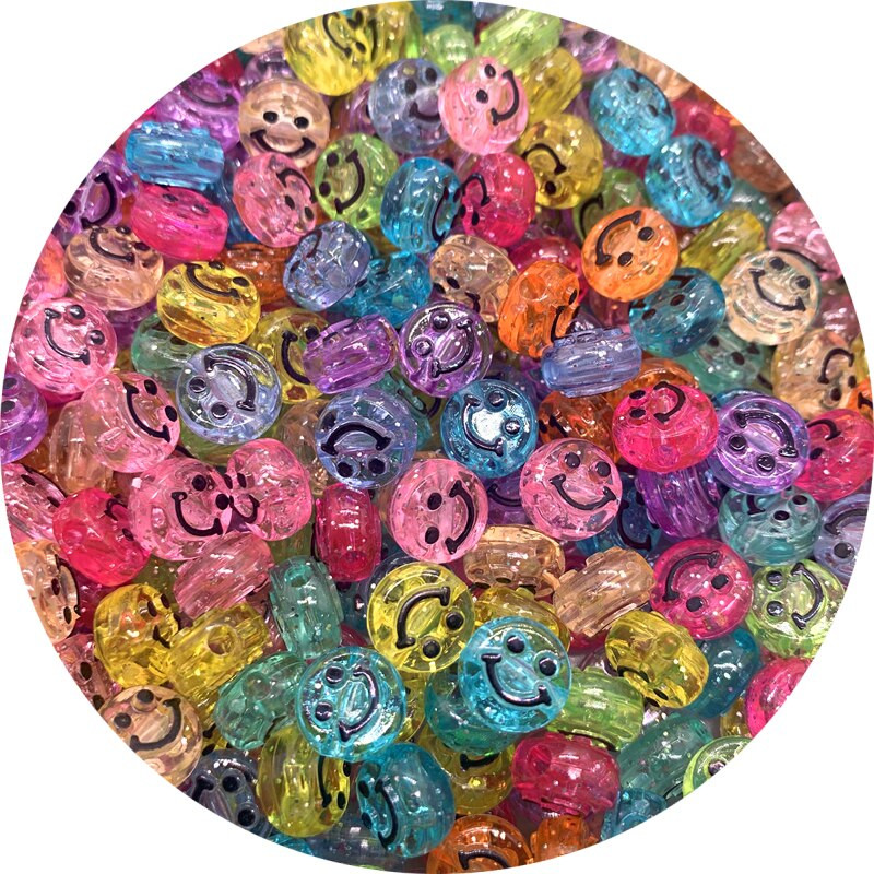 Νέα 50 τμχ 10 χιλιοστά Διαφανής Προσομοίωση Smiley face Ακρυλικό σχήμα Spacer Beads For DIY χειροποίητα κοσμήματα αξεσουάρ κολιέ Μάρκα