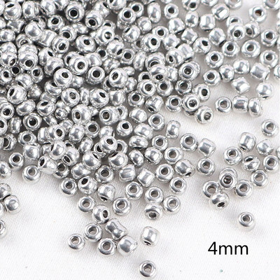 Mărgele de sticlă brodate în stil argintiu de 2-8mm Mărgele distanțiere din semințe de sticlă cehă Mărgele rotunde de cristal Accesoriu pentru bijuterii DIY A0114