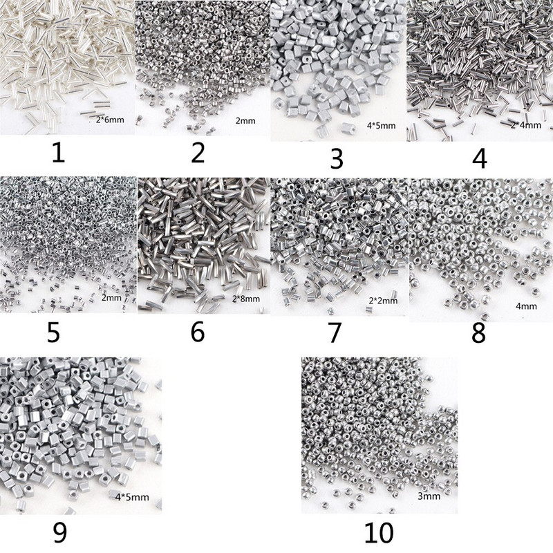 Mărgele de sticlă brodate în stil argintiu de 2-8mm Mărgele distanțiere din semințe de sticlă cehă Mărgele rotunde de cristal Accesoriu pentru bijuterii DIY A0114