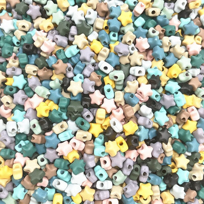 NEW 50pcs 10mm Matte Five-pointed Star Acrylic Loose Spacer Beads for Jewelry Making DIY Handmade Accessories
