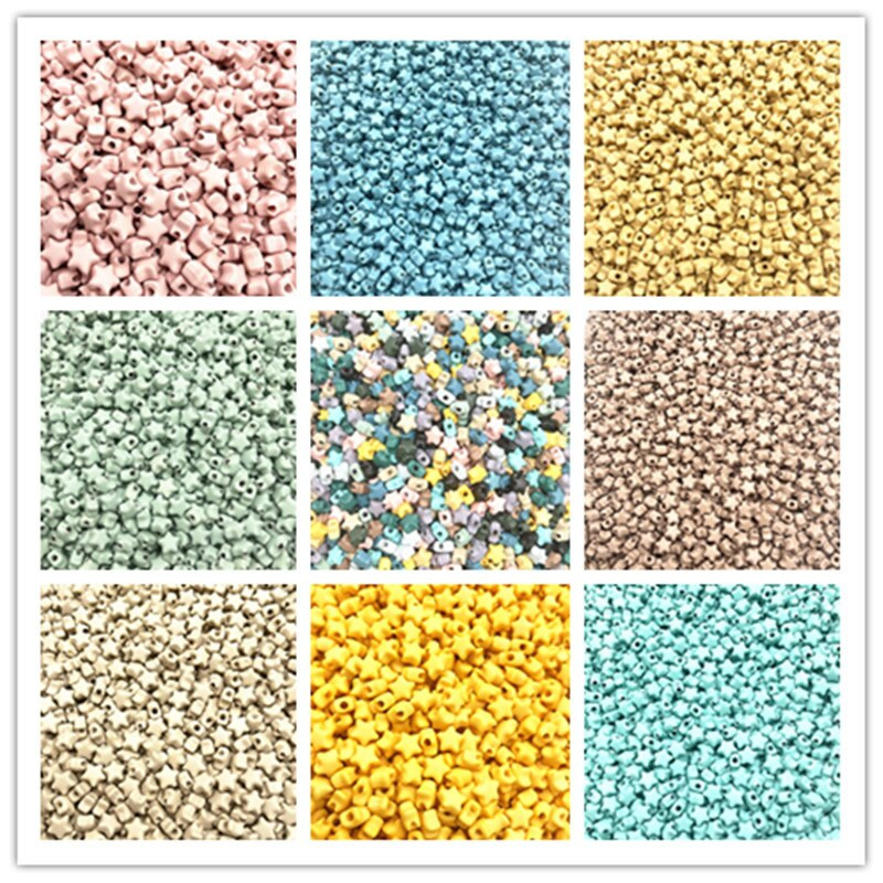 НОВИ 50 бр. 10 мм матова петолъчна звезда, акрилни разхлабени дистанционни мъниста за изработка на бижута Направи си сам ръчно изработени аксесоари