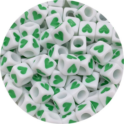 100 tk 6x6mm ruudukujulised akrüülhelmed südamemustriga vahehelmed ehete valmistamiseks DIY käsitsi valmistatud käevõru kaelakee
