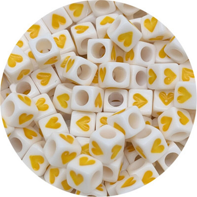 100 tk 6x6mm ruudukujulised akrüülhelmed südamemustriga vahehelmed ehete valmistamiseks DIY käsitsi valmistatud käevõru kaelakee