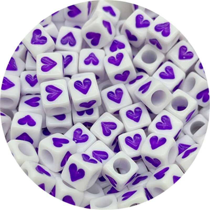 100 ks 6x6 mm štvorcové akrylové korálky so srdcovým vzorom, dištančné korálky na výrobu šperkov, ručne vyrobený náramok a náhrdelník.