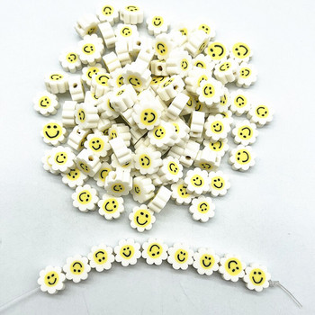 30 бр. 10 мм мъниста от слънчогледово цвете Полимерна глина Дистанционер Свободни мъниста за изработка на бижута Направи си сам ръчно изработени аксесоари за гривни