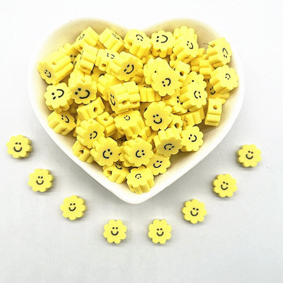 30 tk 10 mm päevalille lillehelmed, polümeersavist vahetükk, lahtised helmed ehete valmistamiseks DIY käsitsi valmistatud käevõru tarvikud