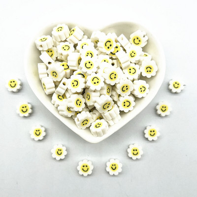 30 tk 10 mm päevalille lillehelmed, polümeersavist vahetükk, lahtised helmed ehete valmistamiseks DIY käsitsi valmistatud käevõru tarvikud