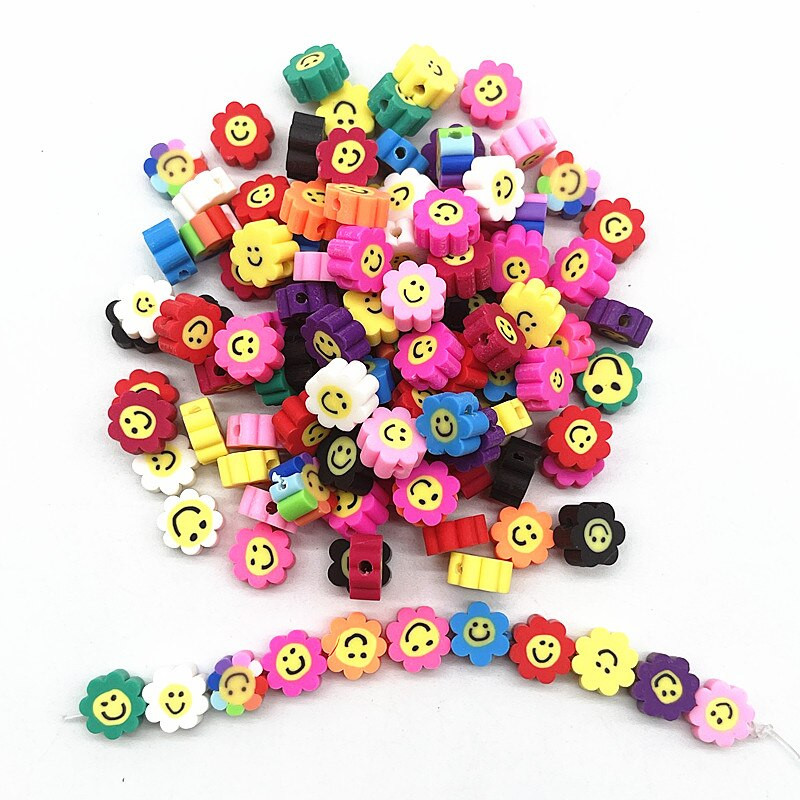 30 tk 10 mm päevalille lillehelmed, polümeersavist vahetükk, lahtised helmed ehete valmistamiseks DIY käsitsi valmistatud käevõru tarvikud