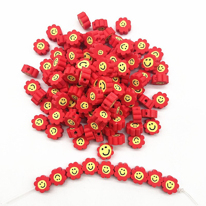 30 tk 10 mm päevalille lillehelmed, polümeersavist vahetükk, lahtised helmed ehete valmistamiseks DIY käsitsi valmistatud käevõru tarvikud