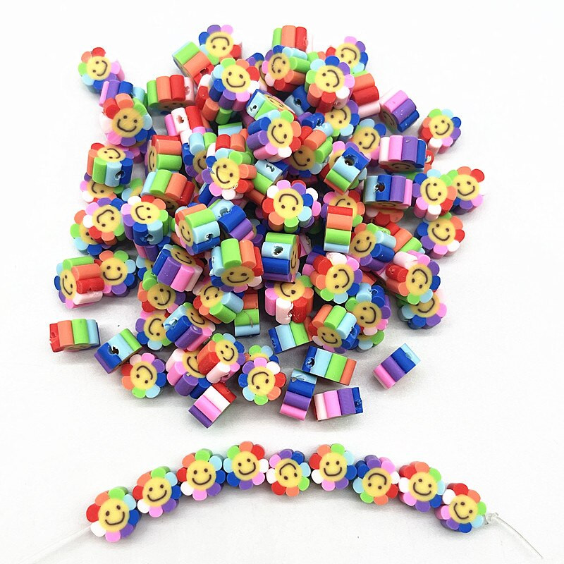 30 tk 10 mm päevalille lillehelmed, polümeersavist vahetükk, lahtised helmed ehete valmistamiseks DIY käsitsi valmistatud käevõru tarvikud