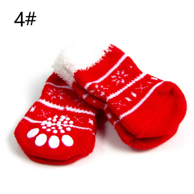 4 ks vianočných krásnych zimných topánok pre psov, protišmykových pletených ponožiek, topánok pre malé domáce zvieratá a mačky, topánok pre čivavy, hrubých teplých ochranných topánok pre psov