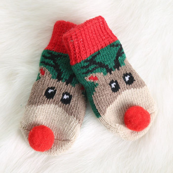 4 бр./компл. Нехлъзгащи се чорапи за домашни любимци Вътрешни топли чорапи за кучета Сладка котка Куче Коледно покритие за крака Обувки Slip On Paw Protector за малки кучета