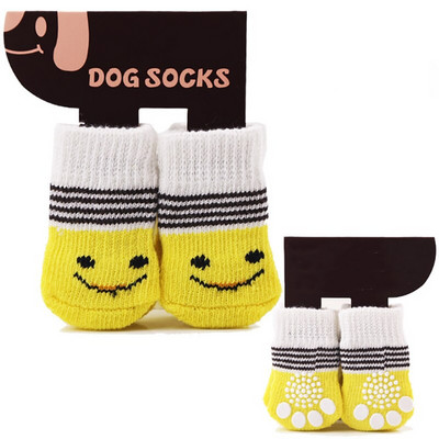4 bucăți/set șosete anti-alunecare pentru animale de companie șosete calde pentru interior pentru câini drăguț pisică câine de Crăciun acoperă pentru picioare pantofi Protector de alunecare pe labe pentru câini de talie mică