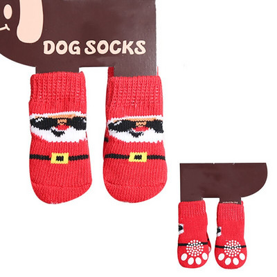4 bucăți/set șosete anti-alunecare pentru animale de companie șosete calde pentru interior pentru câini drăguț pisică câine de Crăciun acoperă pentru picioare pantofi Protector de alunecare pe labe pentru câini de talie mică
