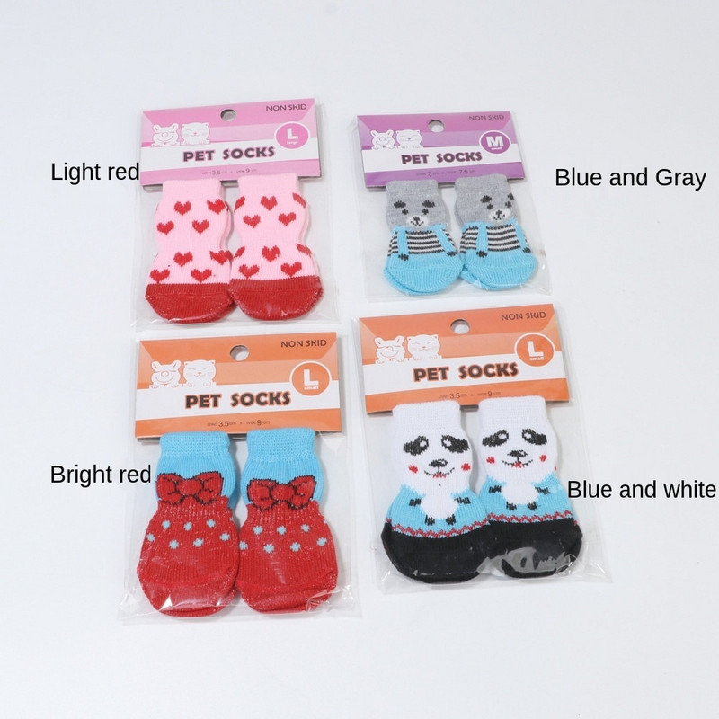 Universal 4 buc/set drăguț din cauciuc din bumbac pantofi pentru câini pentru animale de companie, impermeabili, anti-alunecare, cizme de ploaie, cizme de zăpadă, șosete pentru cățeluș, câini mari, mici