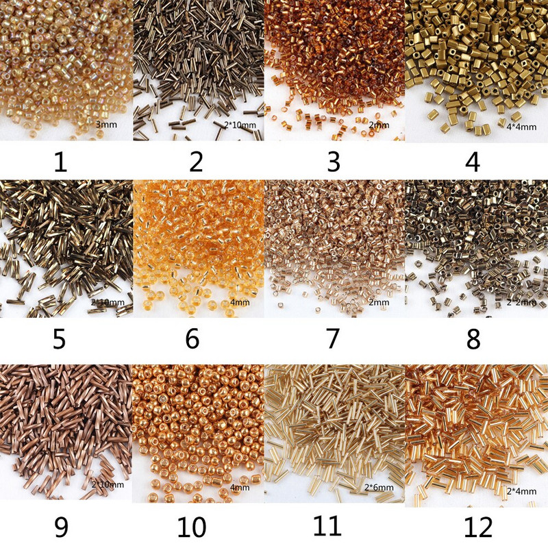 2-10mm 10g 10g Coffe Glass Beads Mix Style Czech Glass Beads Tube Bugle Spacer Beads for Jewelry Making DIY Earring κολιέ A0113