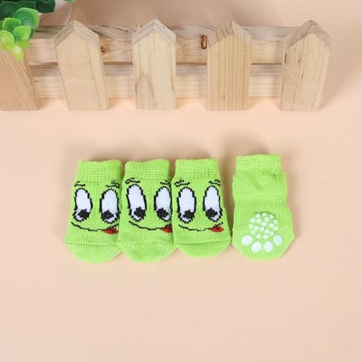4 ks teplých topánok pre šteniatka, mäkkých pletených ponožiek pre domáce zvieratá, roztomilé kreslené protišmykové ponožky, priedušné produkty pre domáce zvieratá, veľkosť S/M/L, návleky na nohy pre psov