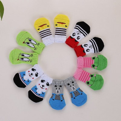 4 ks teplých topánok pre šteniatka, mäkkých pletených ponožiek pre domáce zvieratá, roztomilé kreslené protišmykové ponožky, priedušné produkty pre domáce zvieratá, veľkosť S/M/L, návleky na nohy pre psov