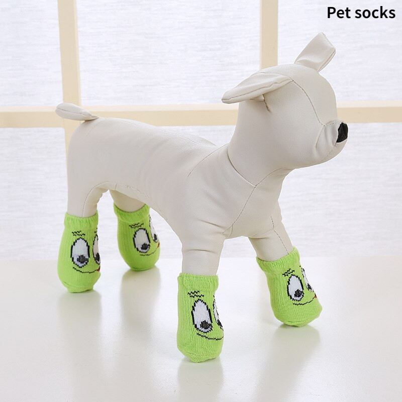 4 ks teplých topánok pre šteniatka, mäkkých pletených ponožiek pre domáce zvieratá, roztomilé kreslené protišmykové ponožky, priedušné produkty pre domáce zvieratá, veľkosť S/M/L, návleky na nohy pre psov