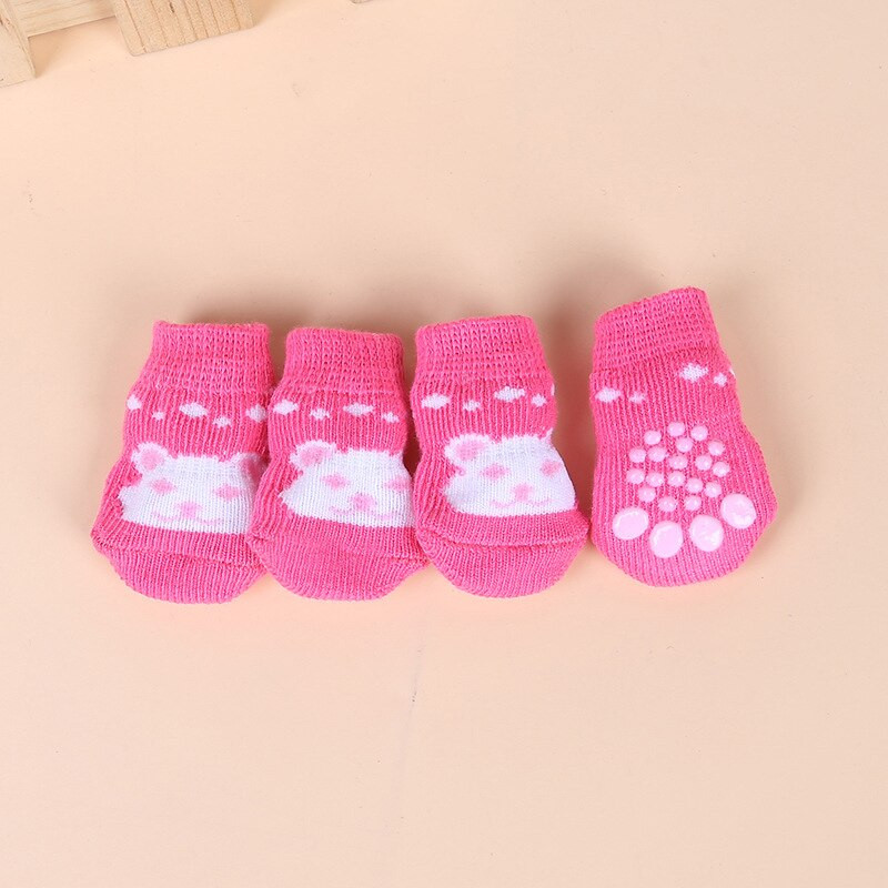 4 ks teplých topánok pre šteniatka, mäkkých pletených ponožiek pre domáce zvieratá, roztomilé kreslené protišmykové ponožky, priedušné produkty pre domáce zvieratá, veľkosť S/M/L, návleky na nohy pre psov