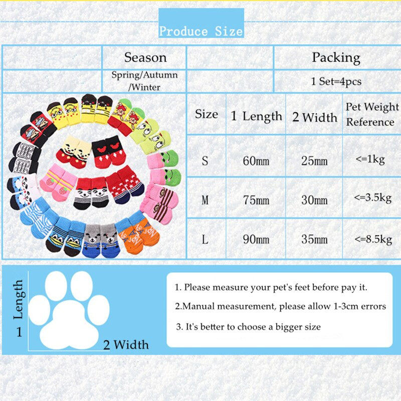 4 бр./компл. Противохлъзгащо се дъно прекрасно кученце Кучета Плетива за домашни любимци Чорапи Сладък домашен любимец Мода Домашни любимци Кучета Чорапи за котки Доставки за играчки за кучета