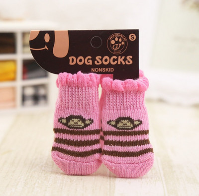 4 τμχ Ζεστά παπούτσια σκύλου για κουτάβι Μαλακά ακρυλικά πλεκτά για κατοικίδια Κάλτσες χαριτωμένες αντιολισθητικές κάλτσες κινουμένων σχεδίων για μικρά σκυλιά Προϊόντα για κατοικίδια S/M/L