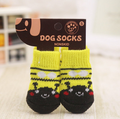 4 τμχ Ζεστά παπούτσια σκύλου για κουτάβι Μαλακά ακρυλικά πλεκτά για κατοικίδια Κάλτσες χαριτωμένες αντιολισθητικές κάλτσες κινουμένων σχεδίων για μικρά σκυλιά Προϊόντα για κατοικίδια S/M/L