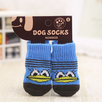 4 τμχ Ζεστά παπούτσια σκύλου για κουτάβι Μαλακά ακρυλικά πλεκτά για κατοικίδια Κάλτσες χαριτωμένες αντιολισθητικές κάλτσες κινουμένων σχεδίων για μικρά σκυλιά Προϊόντα για κατοικίδια S/M/L