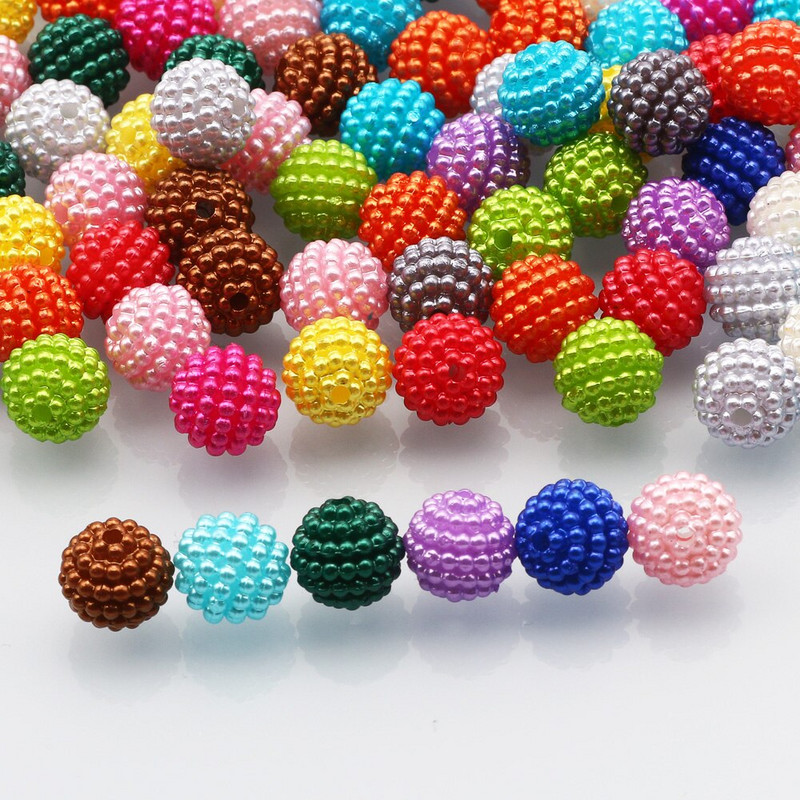 50 τμχ/παρτίδα 10mm Μικτό χρώμα Bayberry Ακρυλικές χάντρες Στρογγυλές Χαλαρές Χάντρες για Χειροτεχνία Προμήθειες Βεντοτεχνίας Ρούχων Ενδυμάτων DIY