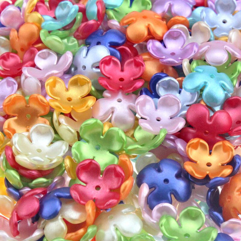 50-200gab/iepakojumā 17mm akrila ziedu krelles, brīvas starplikas krelles rotaslietu izgatavošanai, rokassprādzes DIY cepure Apģērbu dekorēšanas piederumi