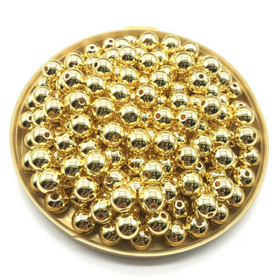 Veľkoobchod 3 4 6 8 10 12 mm 30-500 ks pozlátených/kovovo pozlátených CCB okrúhlych dištančných korálok na výrobu šperkov, náramok, náhrdelník