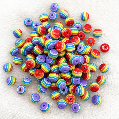 50 tk 8mm ümmargused vaiguhelmed värvilised triibulised vahehelmed ehete valmistamiseks lastele käsitööosakond DIY rõivatarvikud