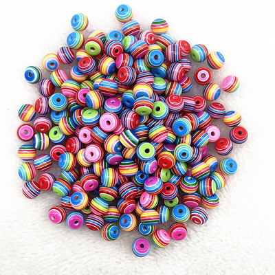 50 tk 8mm ümmargused vaiguhelmed värvilised triibulised vahehelmed ehete valmistamiseks lastele käsitööosakond DIY rõivatarvikud