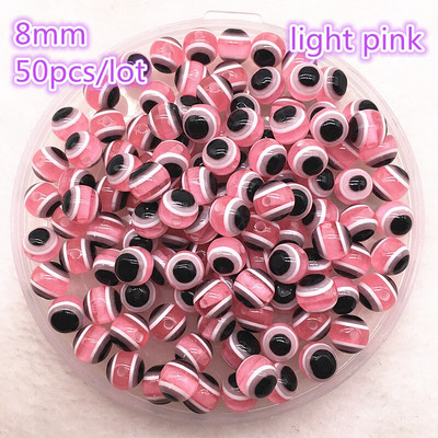 50 tk 8mm ümmargused vaiguhelmed värvilised triibulised vahehelmed ehete valmistamiseks lastele käsitööosakond DIY rõivatarvikud