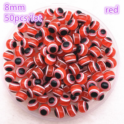 50 tk 8mm ümmargused vaiguhelmed värvilised triibulised vahehelmed ehete valmistamiseks lastele käsitööosakond DIY rõivatarvikud