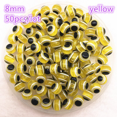 50 tk 8mm ümmargused vaiguhelmed värvilised triibulised vahehelmed ehete valmistamiseks lastele käsitööosakond DIY rõivatarvikud