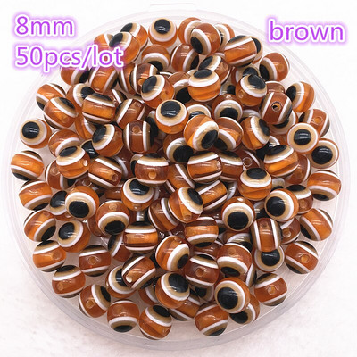 50 tk 8mm ümmargused vaiguhelmed värvilised triibulised vahehelmed ehete valmistamiseks lastele käsitööosakond DIY rõivatarvikud