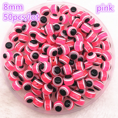 50 tk 8mm ümmargused vaiguhelmed värvilised triibulised vahehelmed ehete valmistamiseks lastele käsitööosakond DIY rõivatarvikud