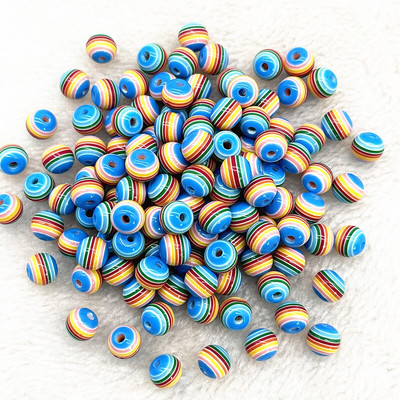 50 tk 8mm ümmargused vaiguhelmed värvilised triibulised vahehelmed ehete valmistamiseks lastele käsitööosakond DIY rõivatarvikud