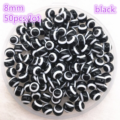 50 tk 8mm ümmargused vaiguhelmed värvilised triibulised vahehelmed ehete valmistamiseks lastele käsitööosakond DIY rõivatarvikud