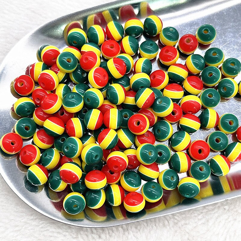 50 tk 8mm ümmargused vaiguhelmed värvilised triibulised vahehelmed ehete valmistamiseks lastele käsitööosakond DIY rõivatarvikud
