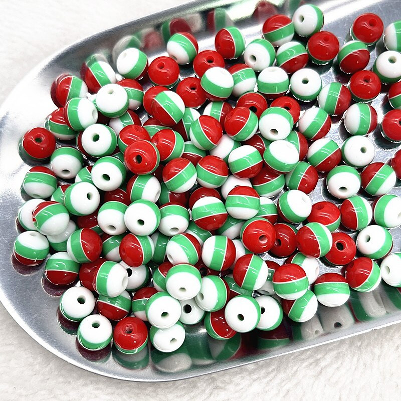 50 tk 8mm ümmargused vaiguhelmed värvilised triibulised vahehelmed ehete valmistamiseks lastele käsitööosakond DIY rõivatarvikud