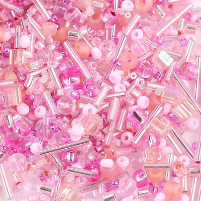 2-10 mm 10 g Ružičaste staklene perle mješovitog stila Okrugla truba Delica staklena perla za vez DIY radni materijal za izradu perli E0331