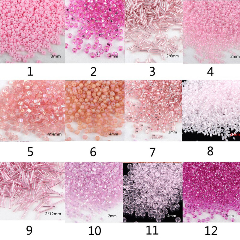 2-10 mm 10 g Розови стъклени мъниста Смесен стил Кръгла стебла Delica Стъклено мънисто Направи си сам Работен материал за мъниста E0331