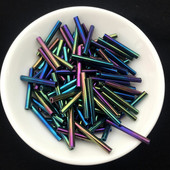 100 ks/balenie 2,5*20 mm dlhé strieborné jadro českých sklenených korálok v trubici na šperky, odev, DIY náramky, remeselné doplnky