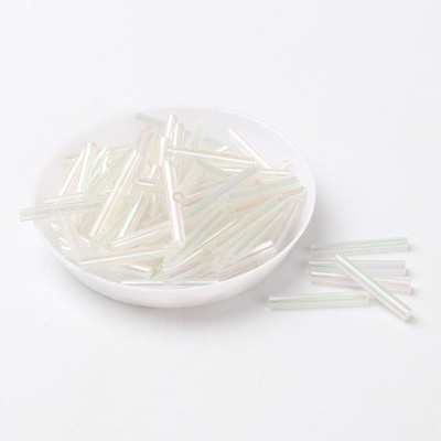 100 ks/balenie 2,5*20 mm dlhé strieborné jadro českých sklenených korálok v trubici na šperky, odev, DIY náramky, remeselné doplnky