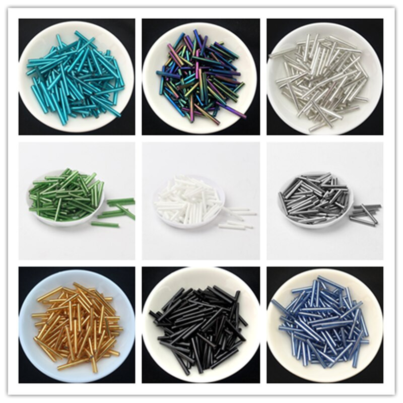 100 ks/balenie 2,5*20 mm dlhé strieborné jadro českých sklenených korálok v trubici na šperky, odev, DIY náramky, remeselné doplnky