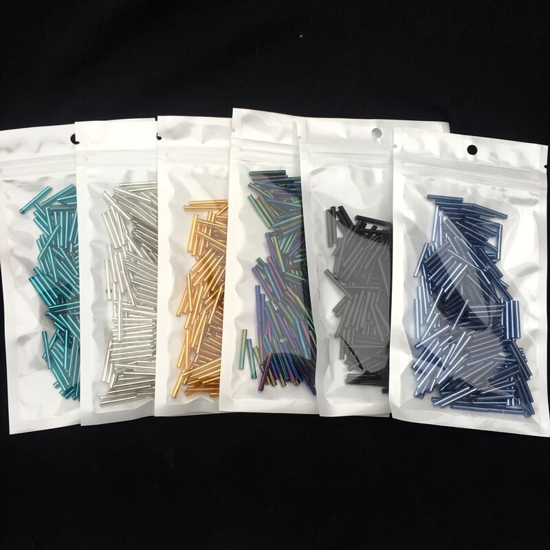 100 ks/balenie 2,5*20 mm dlhé strieborné jadro českých sklenených korálok v trubici na šperky, odev, DIY náramky, remeselné doplnky