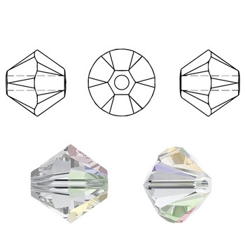 4MM Bicone кристални свободни мъниста доставят AB цветно покритие, гривна Изработка на бижута Облекло 100 бр. Плюс 100 бр.