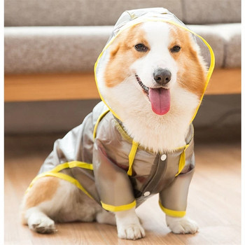 Дъждобран за куче Corgi Welsh Corgi Водоустойчиво палто за домашни любимци Дрехи за малки кучета Якета Прозрачен Дъждобран за мопс Йорк Хъски Гащеризон
